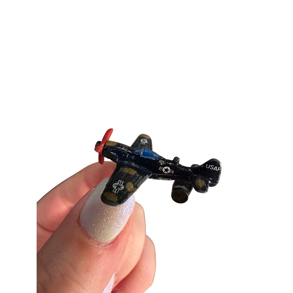 Micro Machine Toy Airplane US Air Force Dark Blue Propeller